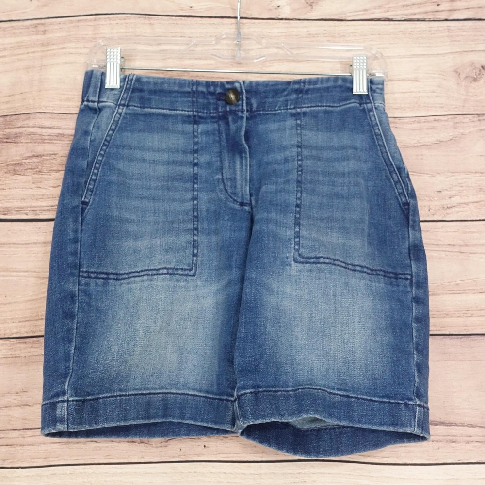 J Jill Denim Bermuda Shorts Womens 0 Petite Blue‎ Pull On 27 Waist 8 Inseam